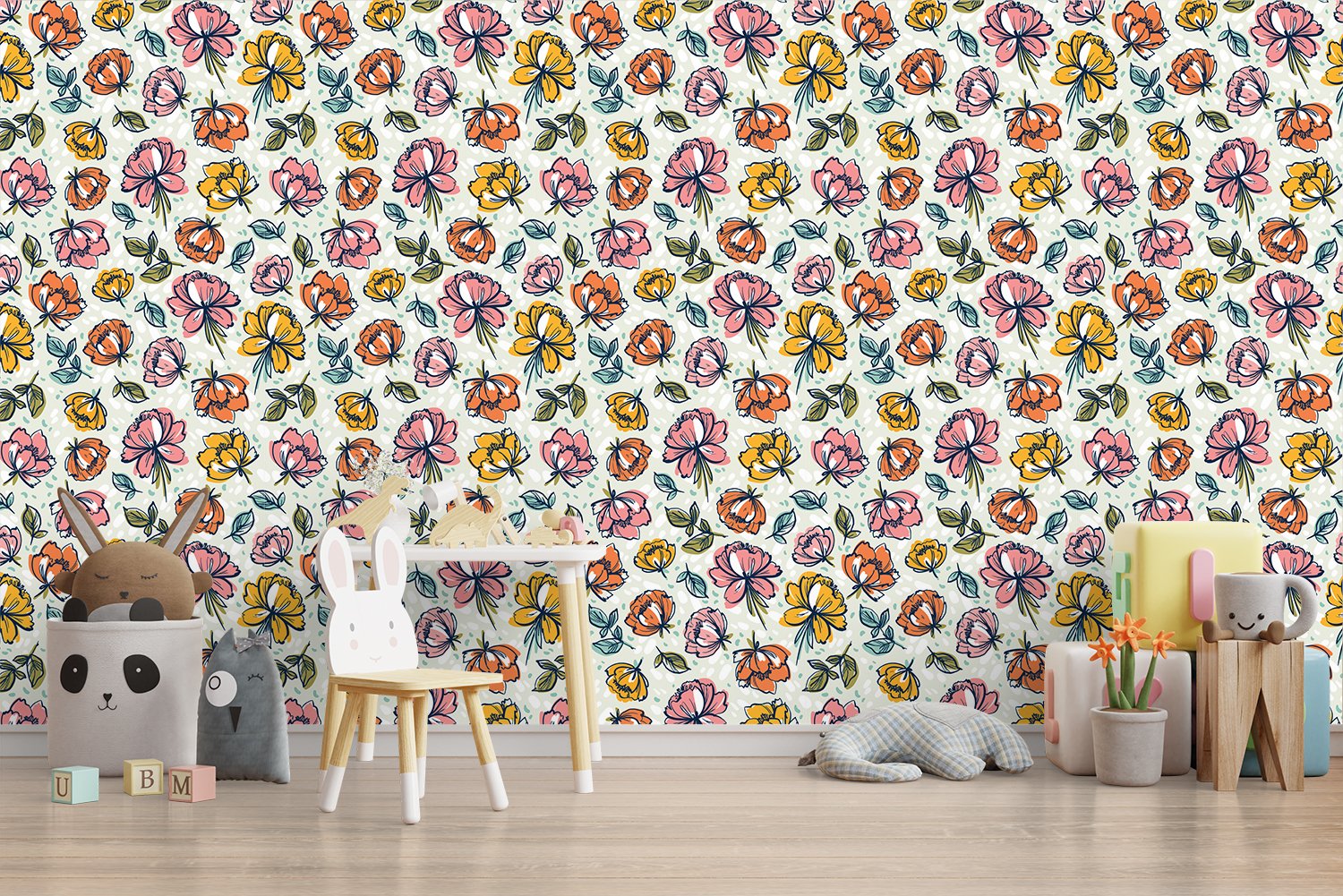 3d Organic flat abstract floral Self Adhesive wallpaper decorative masterpiece for home decor